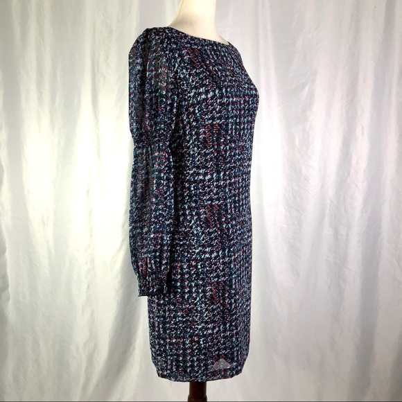 NWT Karl Lagerfeld sheath dress long sleeves chiffon abstract print 0 - Picture 10 of 10
